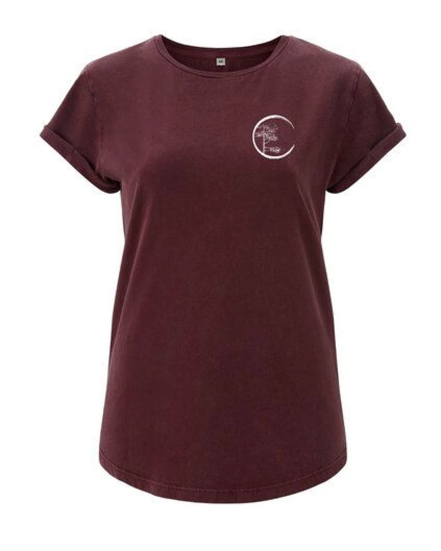 Life-Tree Shirt aus Biobaumwolle mit Brustmotiv für Damen "Circle" Stone Washed Green/Red/Blue – Ansicht 4