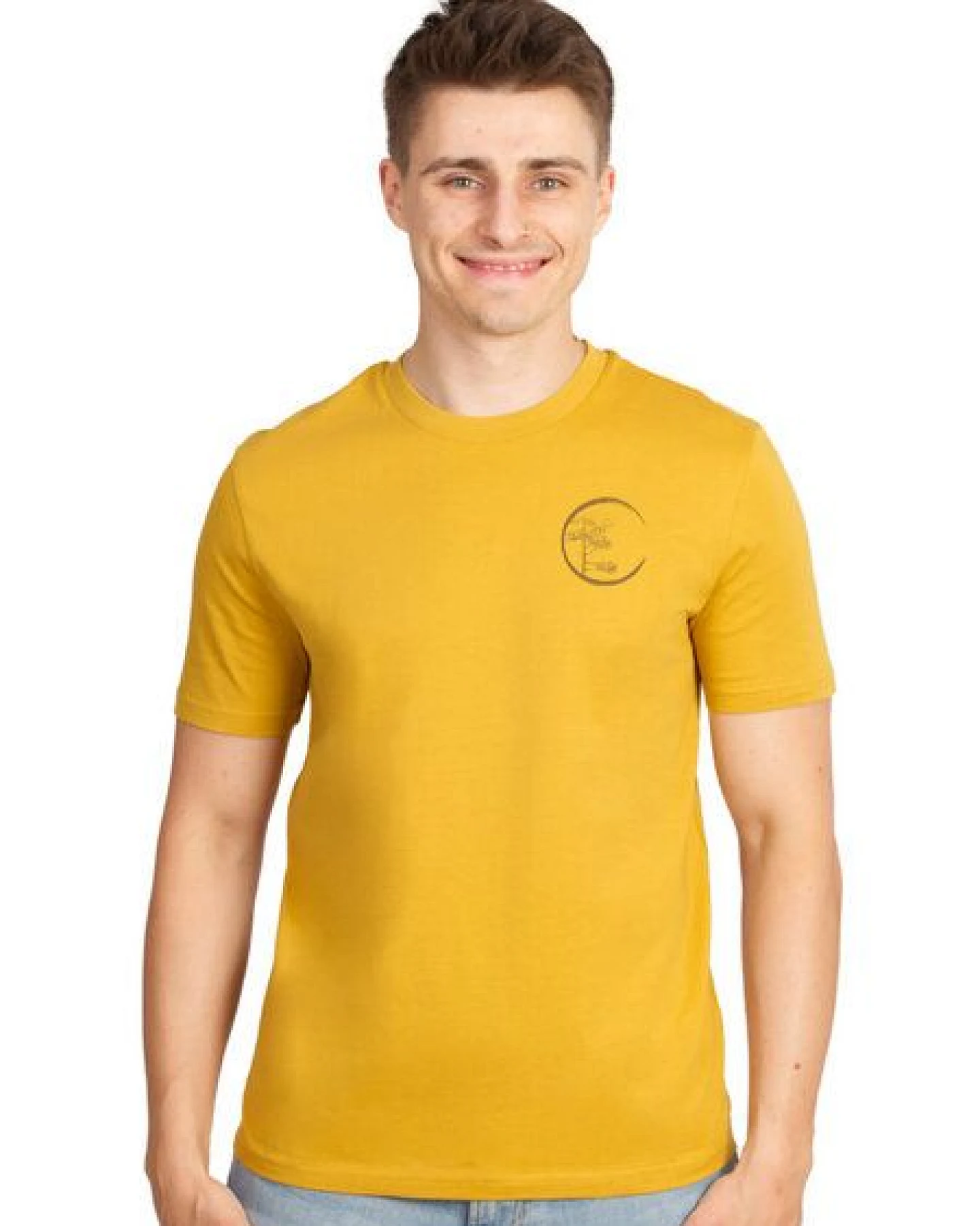 Life-Tree Shirt aus Biobaumwolle mit Brustmotiv für Herren "Circle" Burgundy / Ocre / Desert Dust beige – Ansicht 3