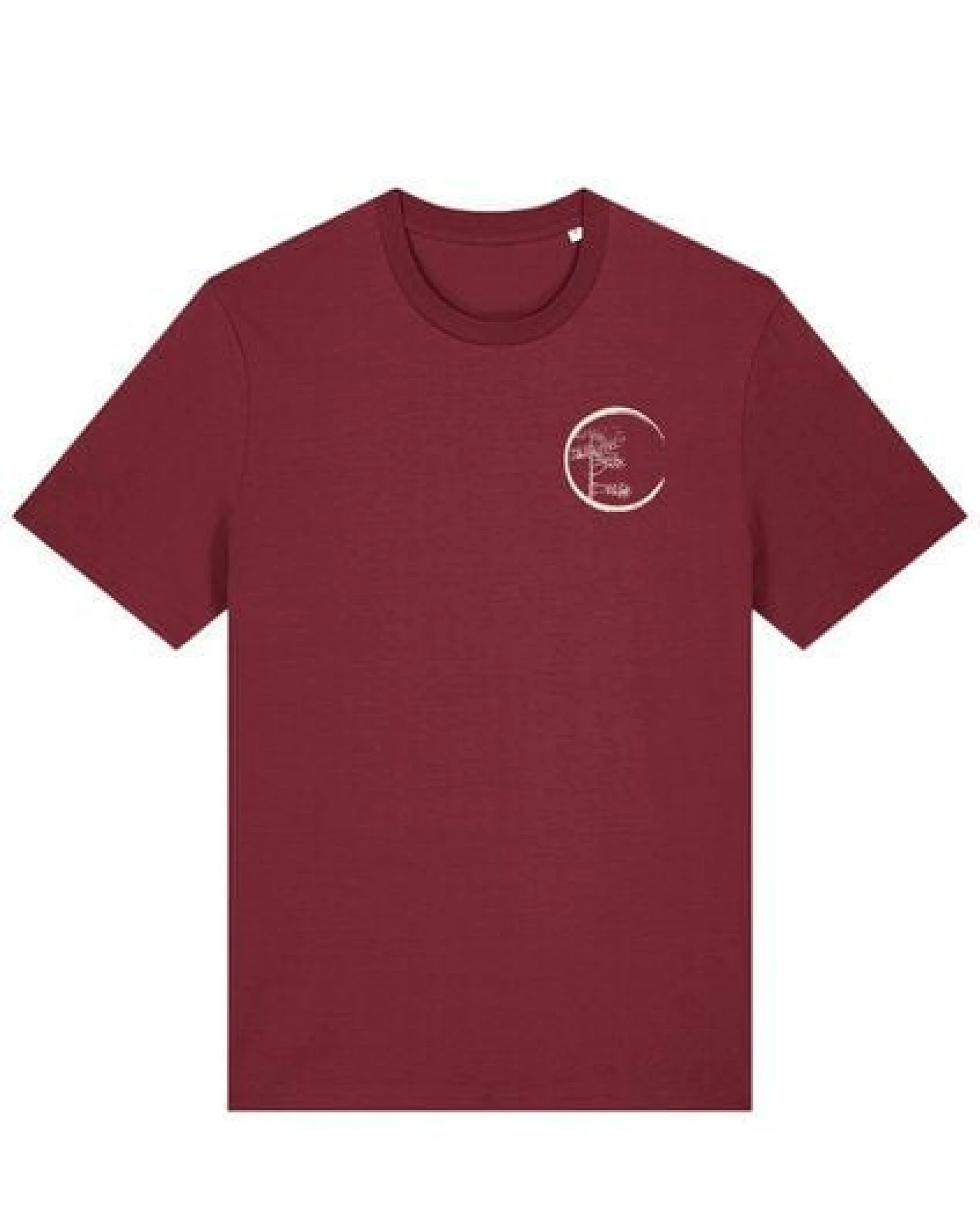 Life-Tree Shirt aus Biobaumwolle mit Brustmotiv für Herren "Circle" Burgundy / Ocre / Desert Dust beige – Ansicht 4