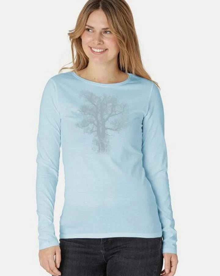 Peaces.bio - handbedruckte Biomode Bio-Damen-Langarmshirt Chestnut