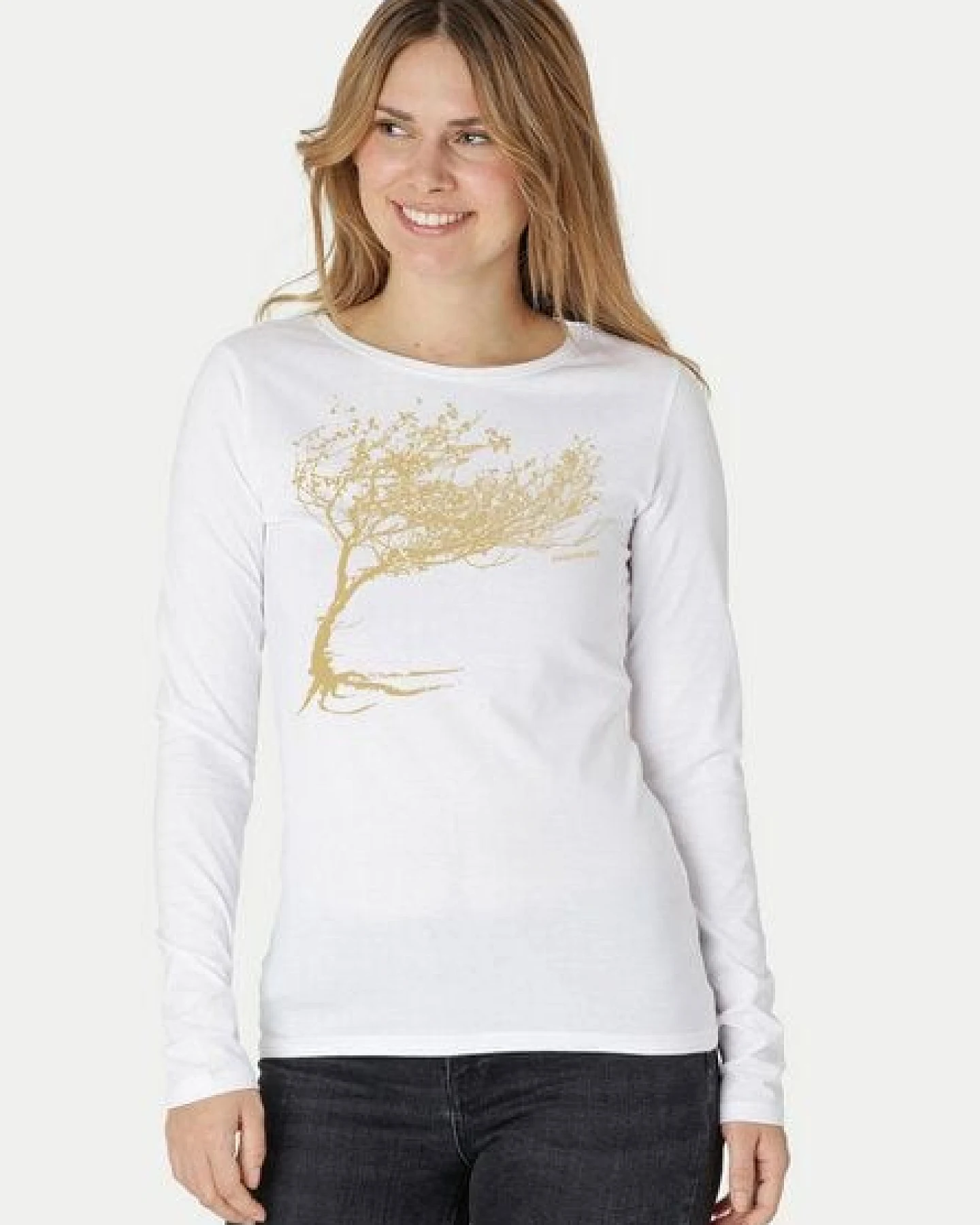 Peaces.bio - handbedruckte Biomode Bio-Damen-Langarmshirt Windy Tree – Ansicht 3