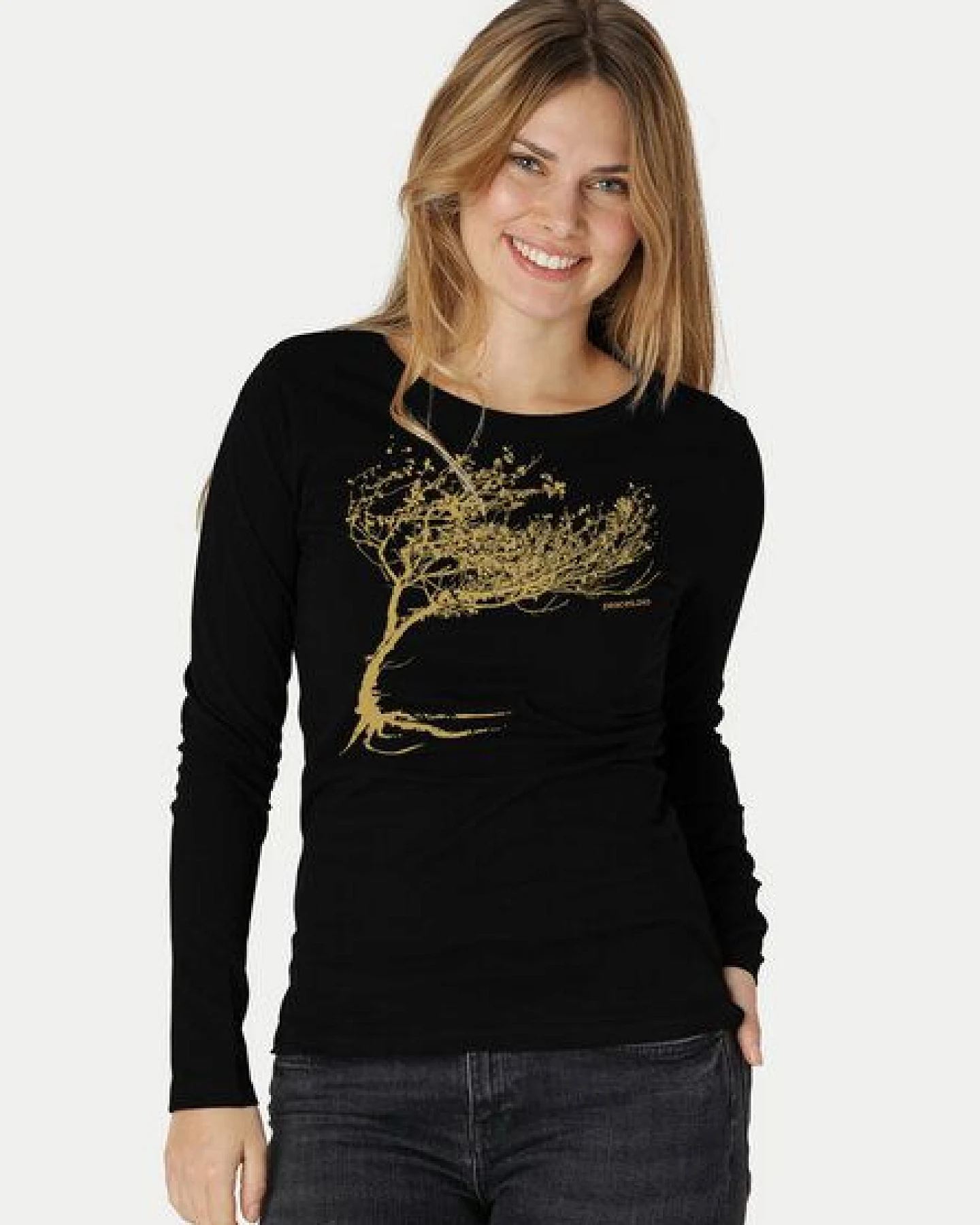 Peaces.bio - handbedruckte Biomode Bio-Damen-Langarmshirt Windy Tree – Ansicht 3