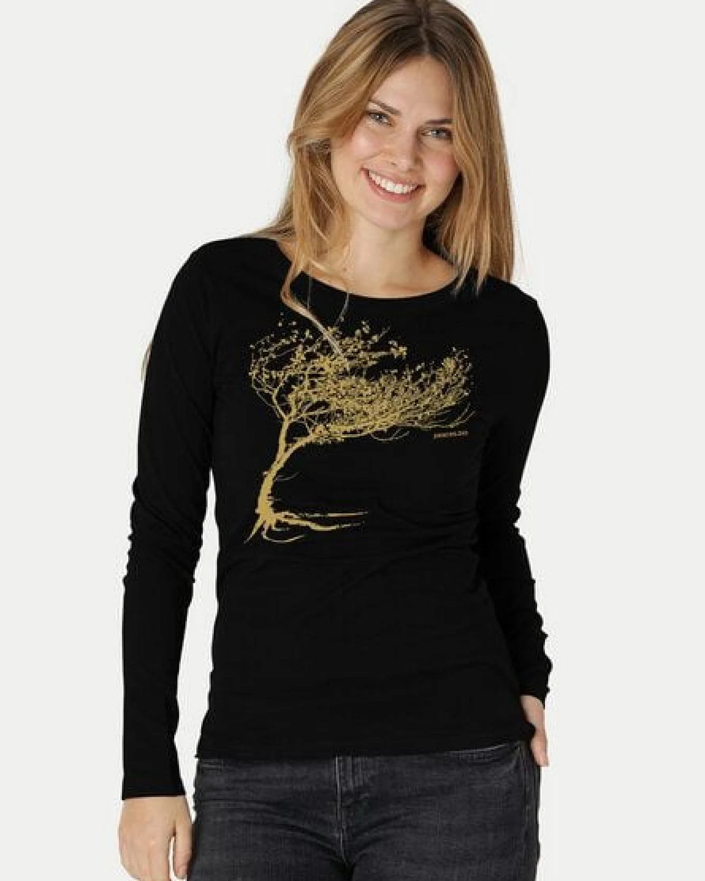 Peaces.bio - handbedruckte Biomode Bio-Damen-Langarmshirt Windy Tree – Ansicht 3