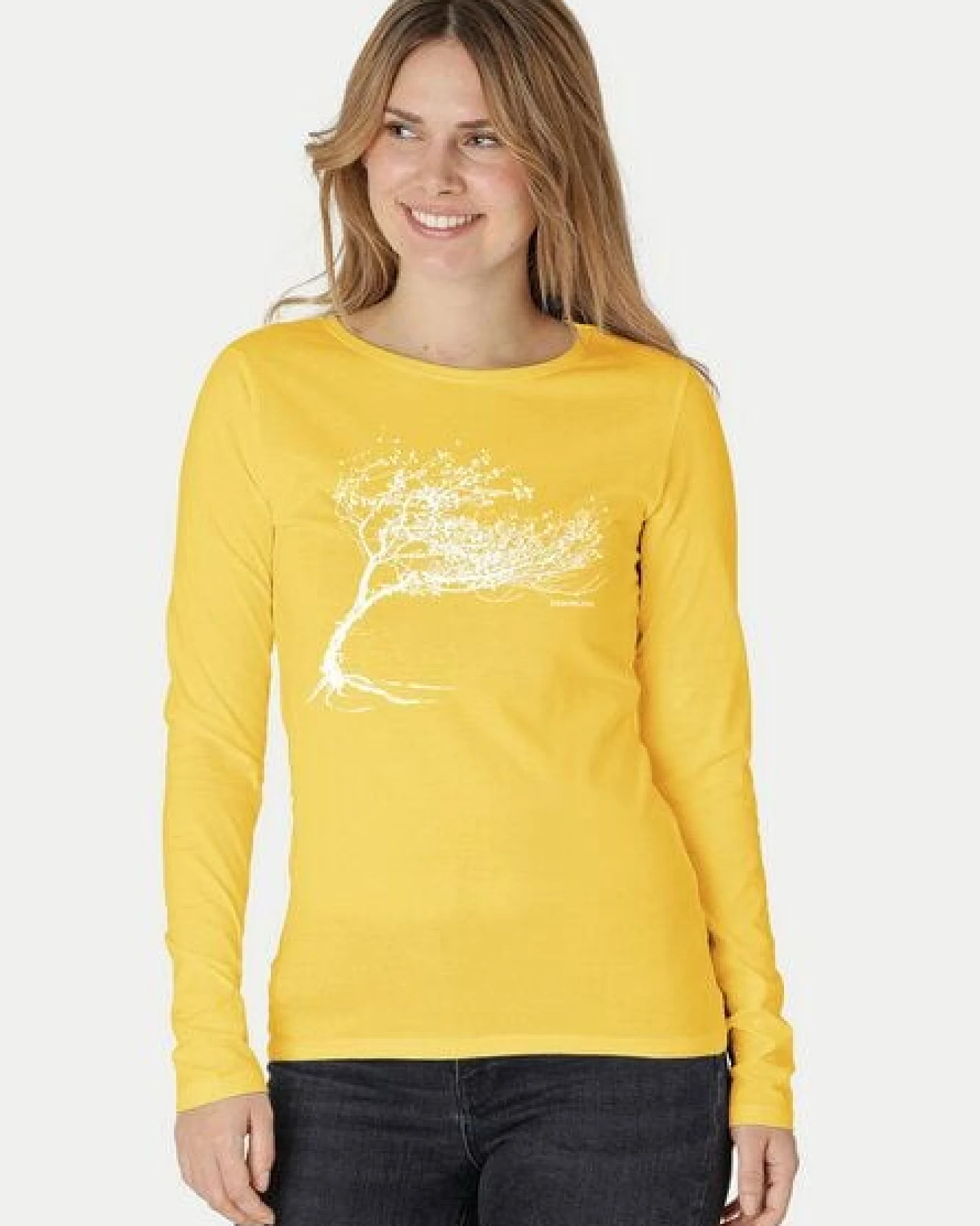 Peaces.bio - handbedruckte Biomode Bio-Damen-Langarmshirt Windy Tree – Ansicht 3