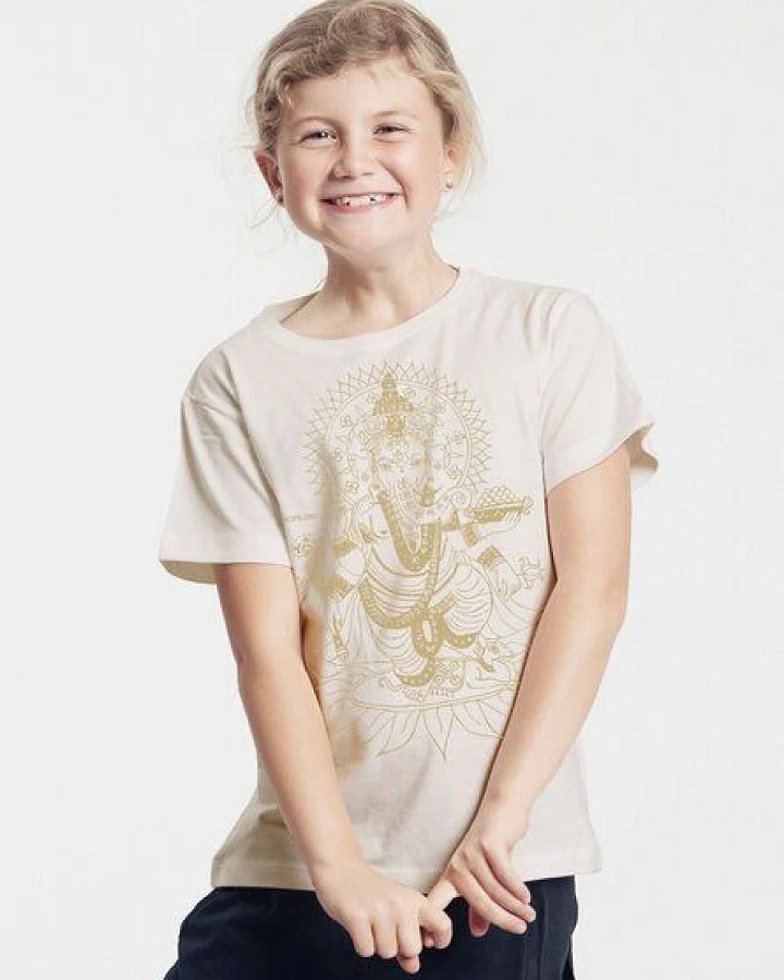 Peaces.bio - handbedruckte Biomode Bio-Kinder T-Shirt Ganesha