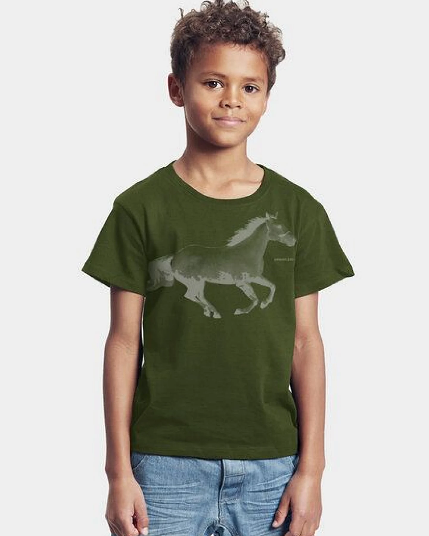 Peaces.bio - handbedruckte Biomode Bio-Kinder T-Shirt Horsepower – Ansicht 2