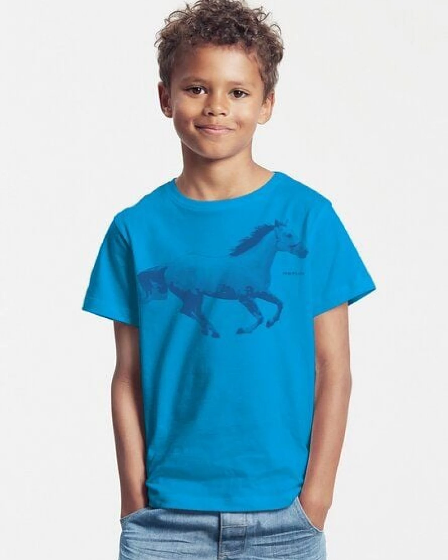 Peaces.bio - handbedruckte Biomode Bio-Kinder T-Shirt Horsepower – Ansicht 2