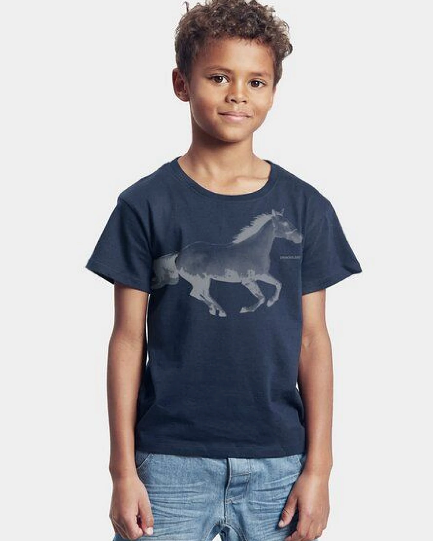 Peaces.bio - handbedruckte Biomode Bio-Kinder T-Shirt Horsepower – Ansicht 2