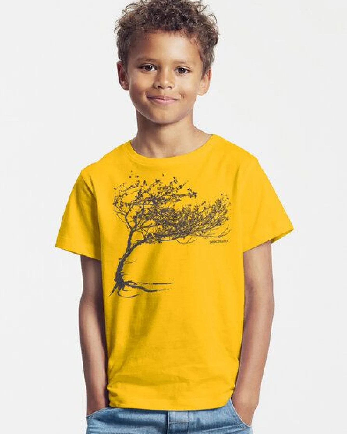 Peaces.bio - handbedruckte Biomode Bio-Kinder T-Shirt Windy Tree – Ansicht 2