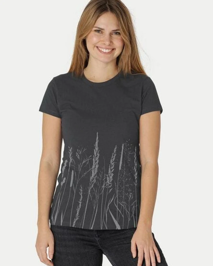 Peaces.bio - handbedruckte Biomode Damen Fit T-Shirt Gräservielfalt