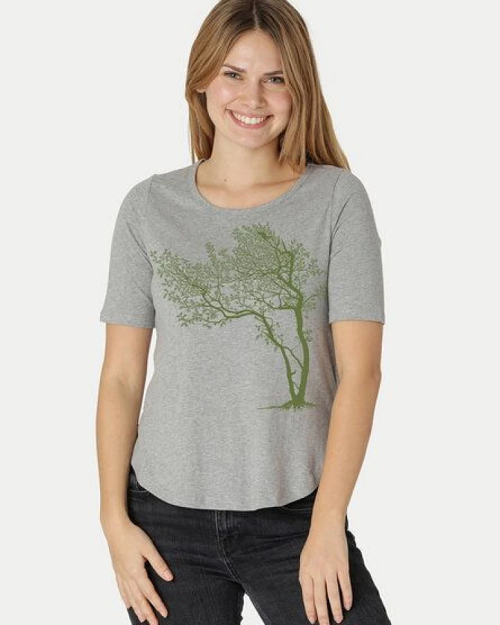 Peaces.bio - handbedruckte Biomode Damen Halbarm-Shirt Fancy Tree