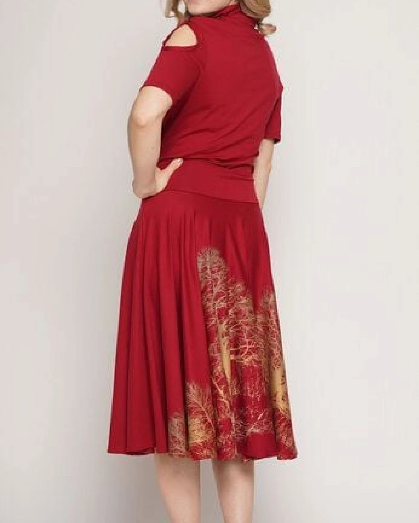 Peaces.bio - handbedruckte Biomode Elegante Stehkragenbluse – Ansicht 3