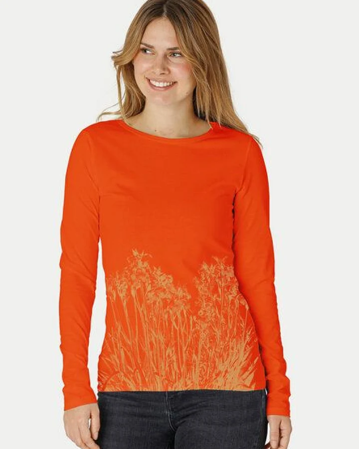 Peaces.bio - handbedruckte Biomode Langarmshirt Damen Mystic Iris