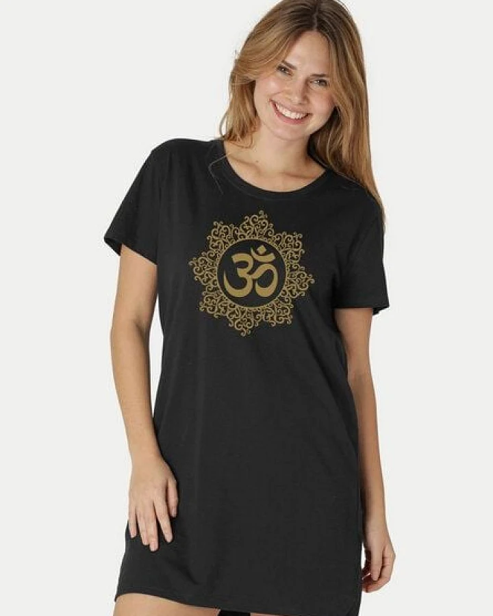 Peaces.bio - handbedruckte Biomode Longshirt Classic Om Damen