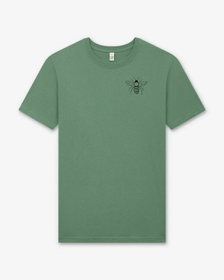 ilovemixtapes Biene Siebdruck Unisex T-Shirt Sage Green, stone washed
