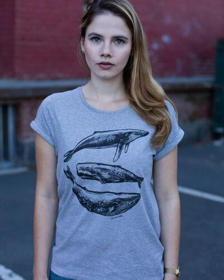 ilovemixtapes Bio Faires Frauen T-Shirt "Three Whales" grey melange