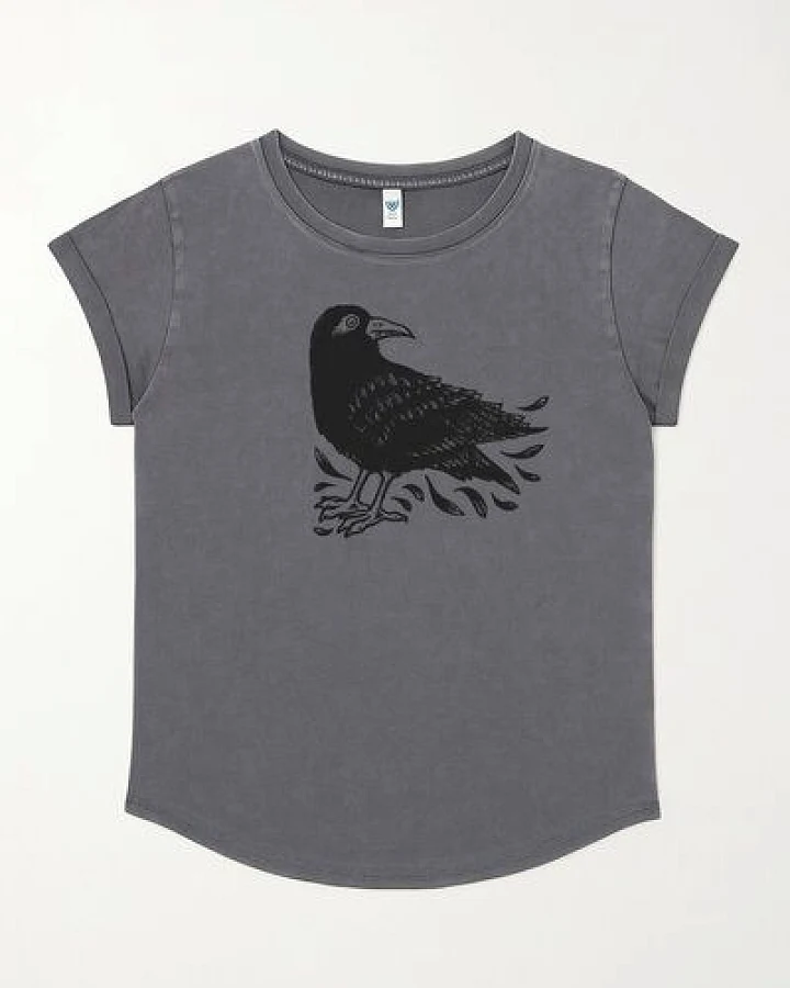 ilovemixtapes Damen Bio-T-Shirt „Rabe“ – Stone Washed Grey