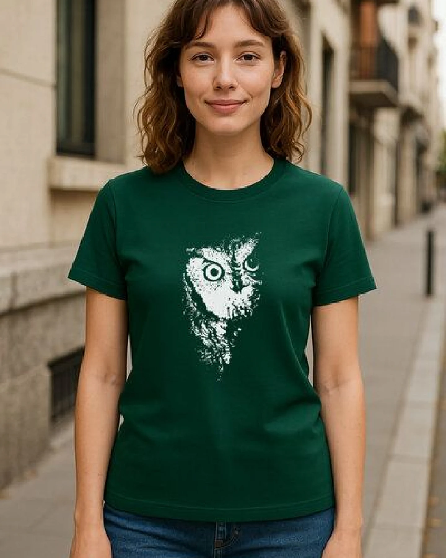 ilovemixtapes Eule Unisex T-Shirt – Bio Baumwolle – Handdruck – Unisex Relaxed Fit – Nachhaltig & Vegan – Ansicht 2