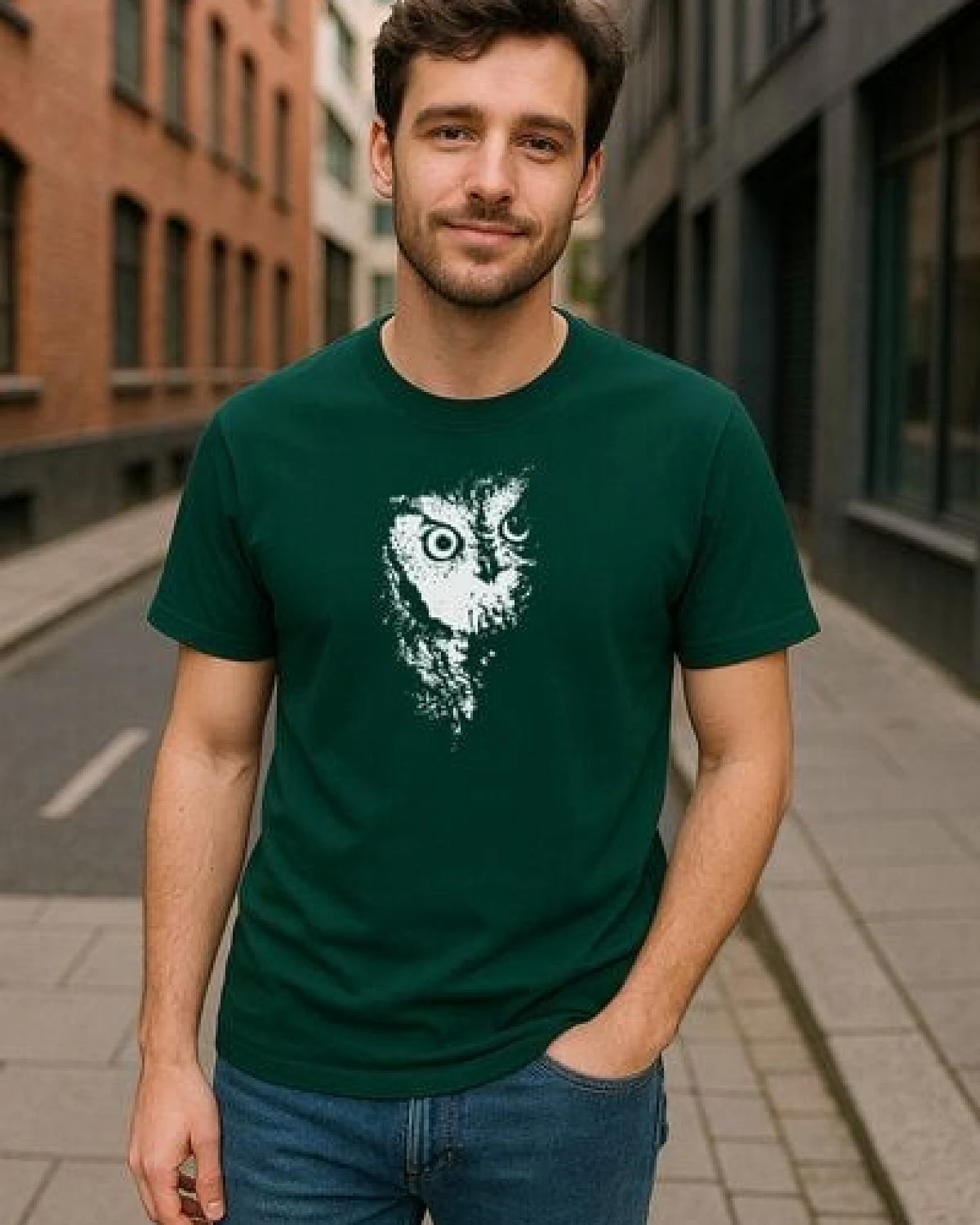 ilovemixtapes Eule Unisex T-Shirt – Bio Baumwolle – Handdruck – Unisex Relaxed Fit – Nachhaltig & Vegan – Ansicht 3
