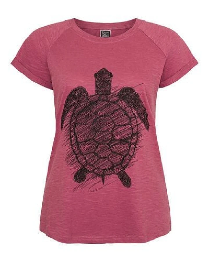 ilovemixtapes Frauen Raglan T-Shirt mit Schildkröte Biobaumwolle GOTS - mellow mauve ILI4