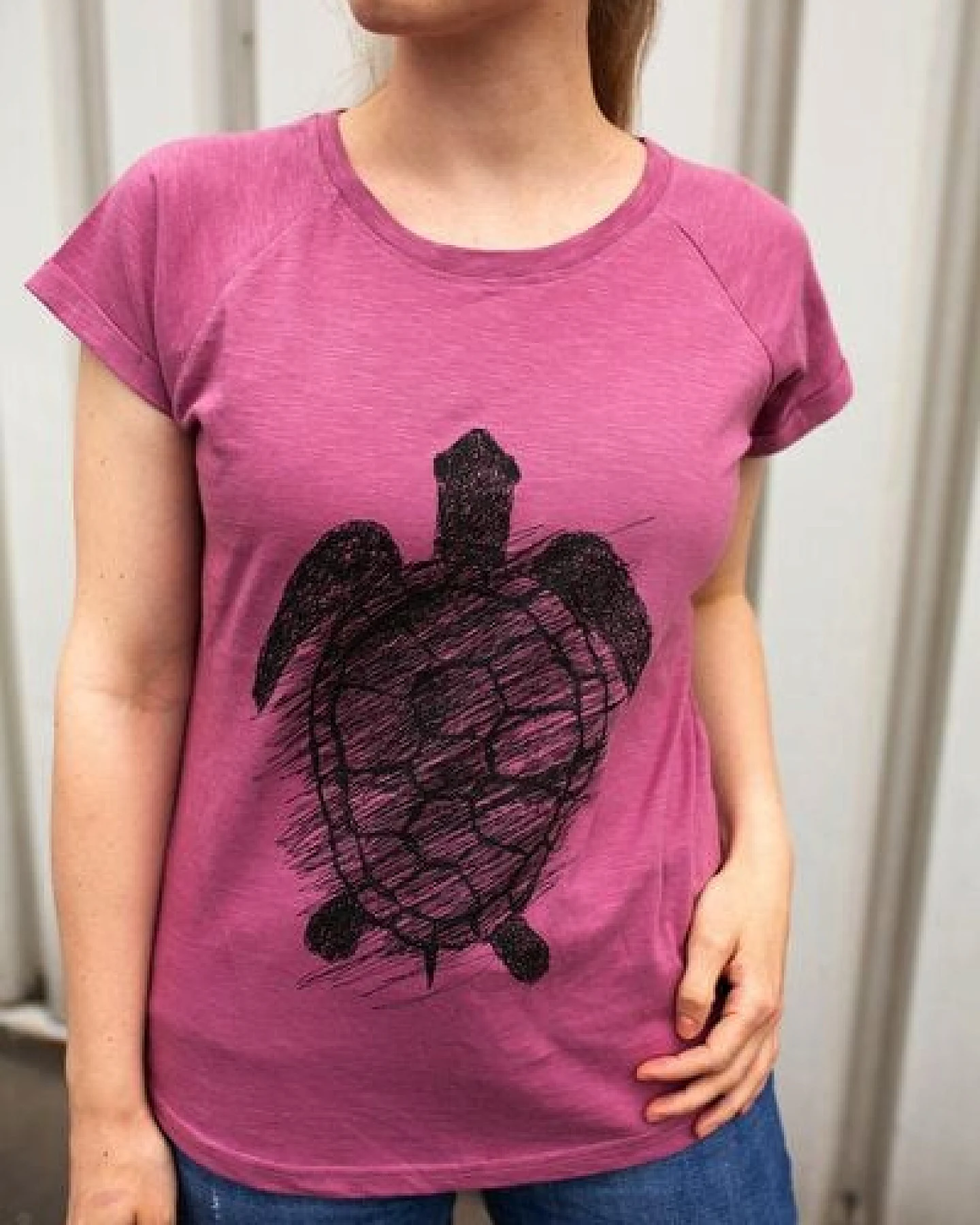 ilovemixtapes Frauen Raglan T-Shirt mit Schildkröte Biobaumwolle GOTS - mellow mauve ILI4 – Ansicht 4
