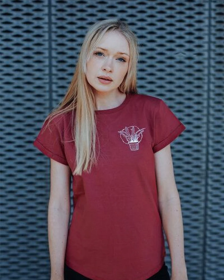 ilovemixtapes Kaktus Sägeblattkaktus Rolled Sleeve Women T-Shirt aus Bio-Baumwolle