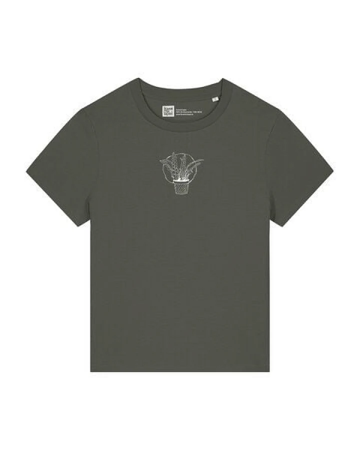 ilovemixtapes Lockeres Damen T-Shirt mit Sägeblattkaktus – aus 100% Bio-Baumwolle & handbedruckt