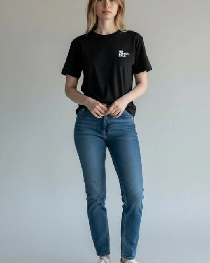 ilovemixtapes NO SMALL TALK Relaxed Women’s T-Shirt – Stone Washed Black