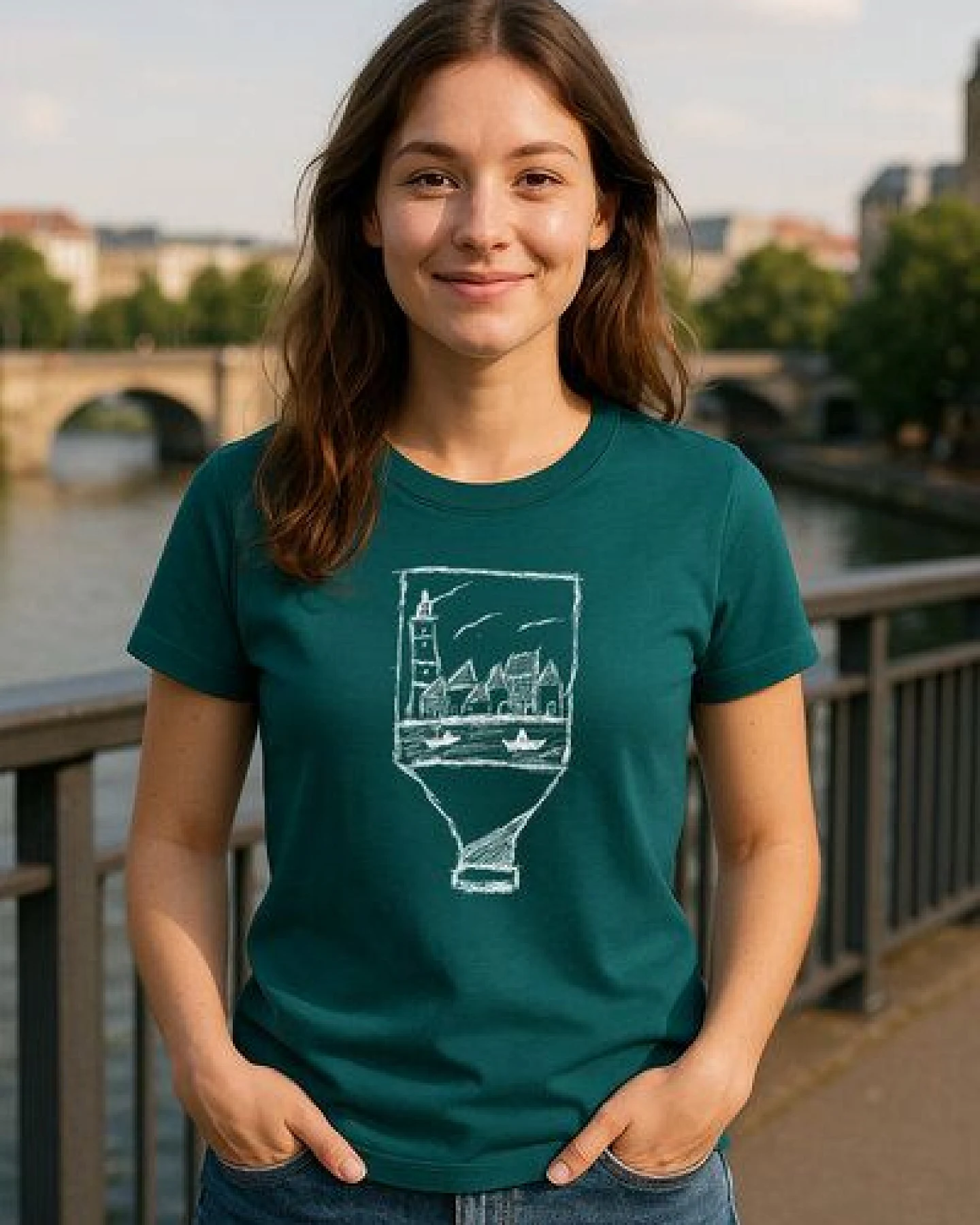 ilovemixtapes Nachhaltiges Damen T-Shirt aus Bio-Baumwolle mit Siebdruck – Design „Flaschenpost“ – Ansicht 2