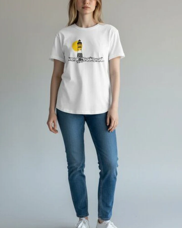 ilovemixtapes Papierhafen mit Sonne Frauen T-Shirt aus Biobaumwolle