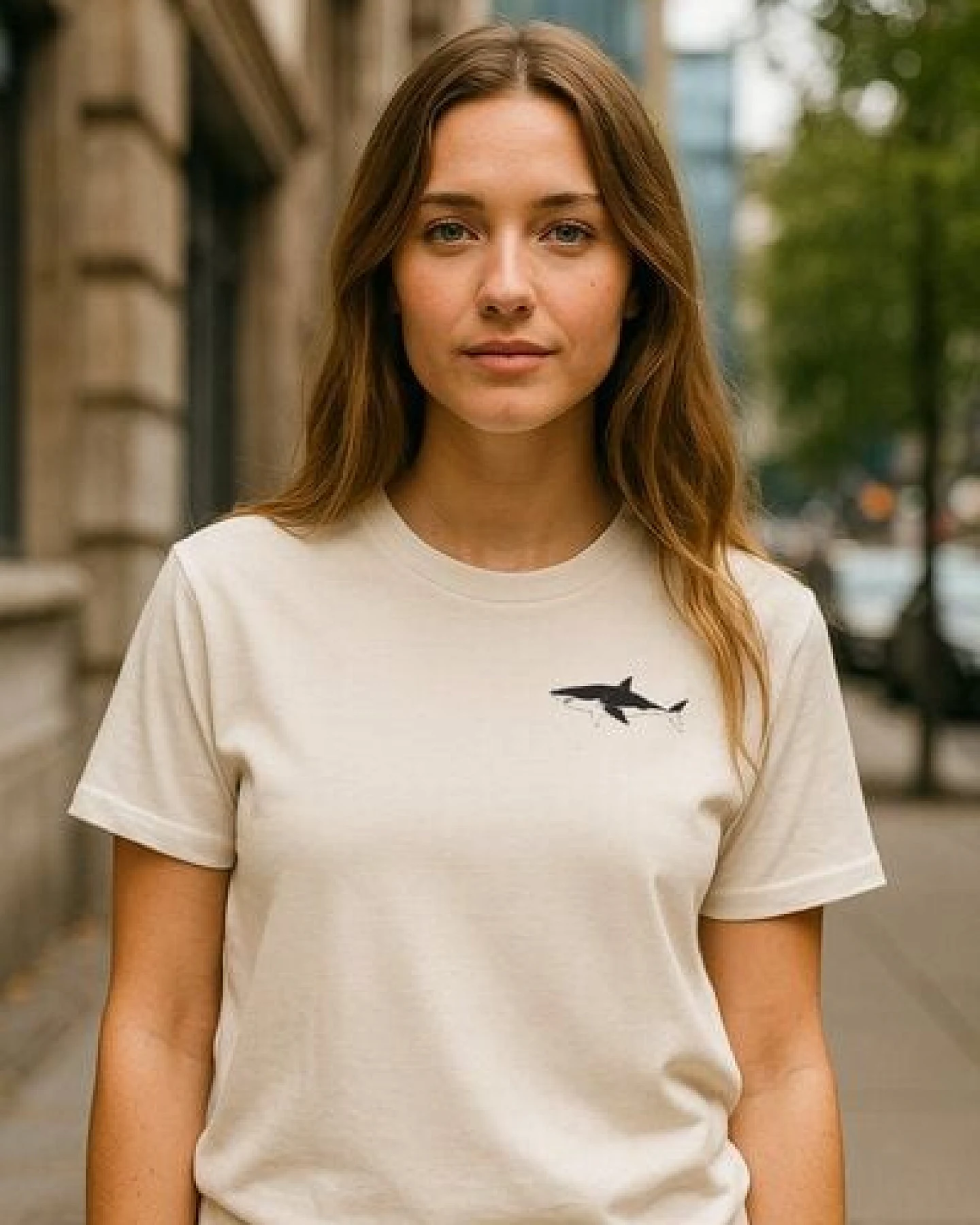 ilovemixtapes Unisex Bio T-Shirt mit Hai Brustdruck – handbedruckt & fair – Ansicht 3