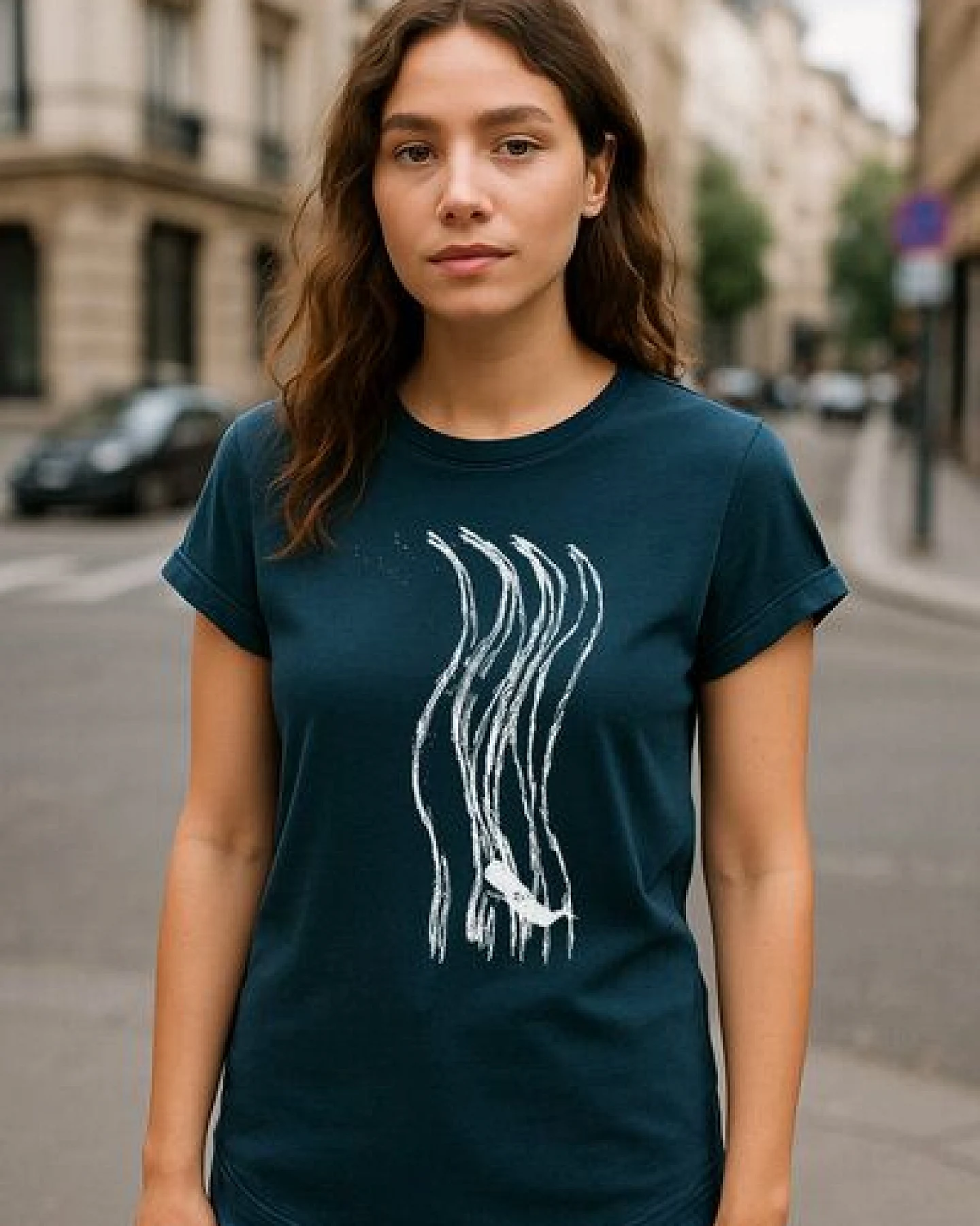 ilovemixtapes Wellenwall Damen T-Shirt – Bio-Baumwolle – Stone Washed Blue – Ansicht 2
