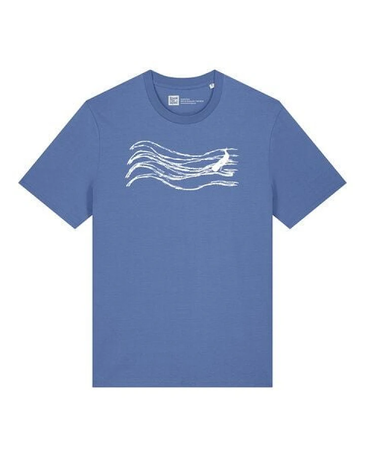 ilovemixtapes Wellenwall T-Shirt Unisex – Bright Blue – Bio Baumwolle – Relaxed Fit – Handdruck in Weiß – Fair & Vegan