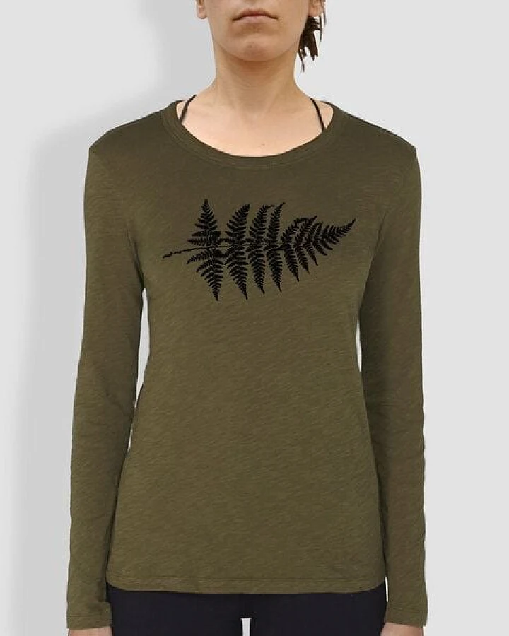 little kiwi Damen Longsleeve, "Farn", British Khaki
