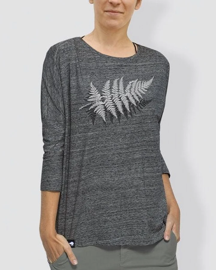 little kiwi Damen Longsleeve; 3/4-Arm, "Farn", Slub Heather Grey