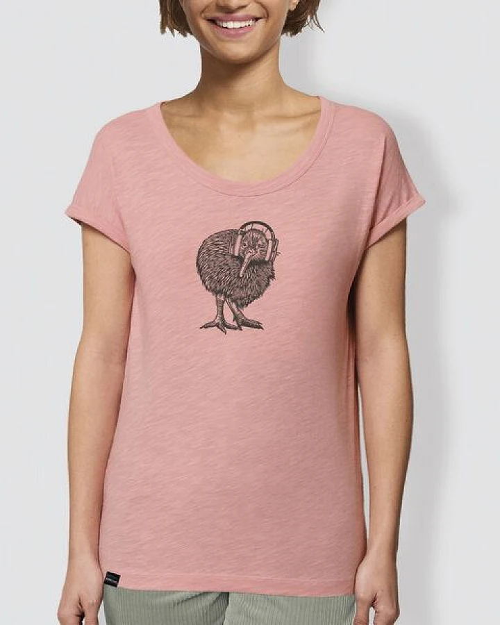 little kiwi Damen T-Shirt, "Abschalten", Rosé, locker geschnitten