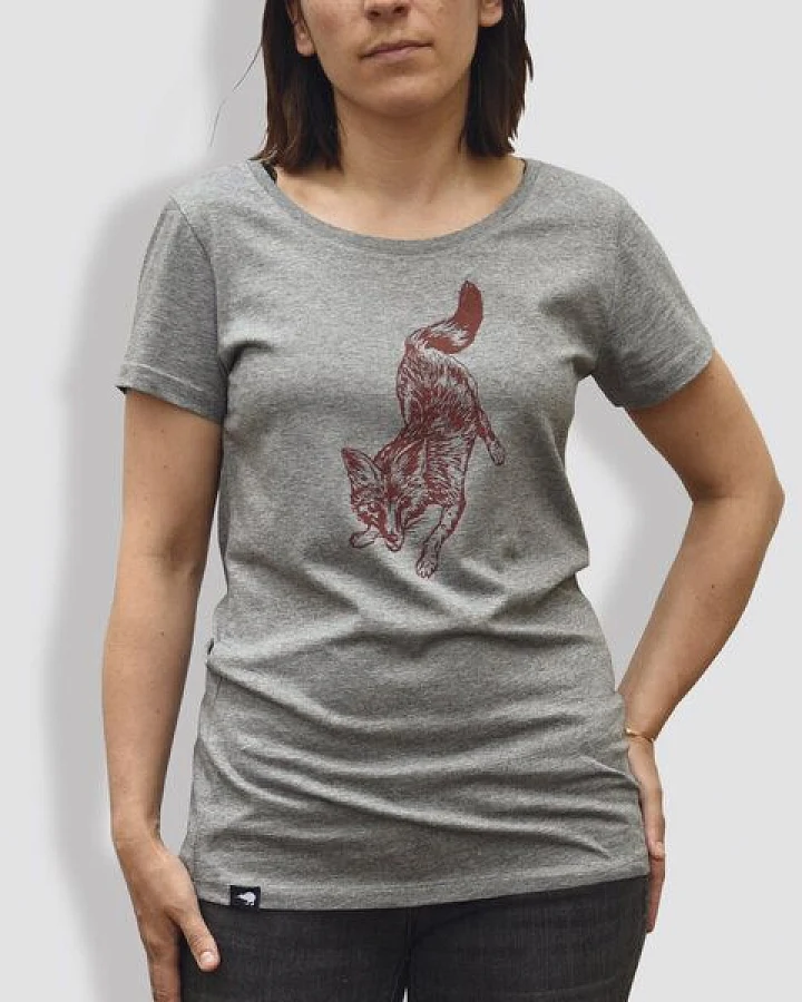 little kiwi Damen T-Shirt, "Fuchs", Grau - Mid Heather Grey