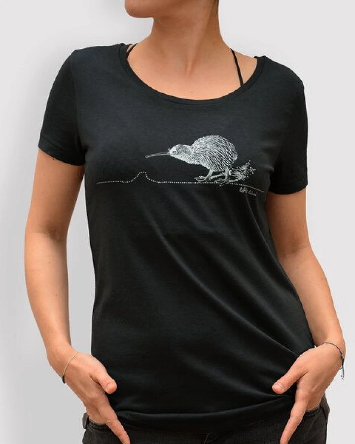 little kiwi Damen T-Shirt, "Kiwi", Modal, Anthracite, Schwarz