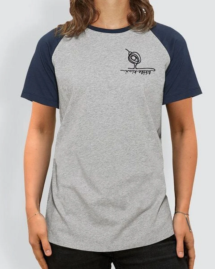 little kiwi Damen T-Shirt, "Kleiner Kiwi", Heather Ash/Navy