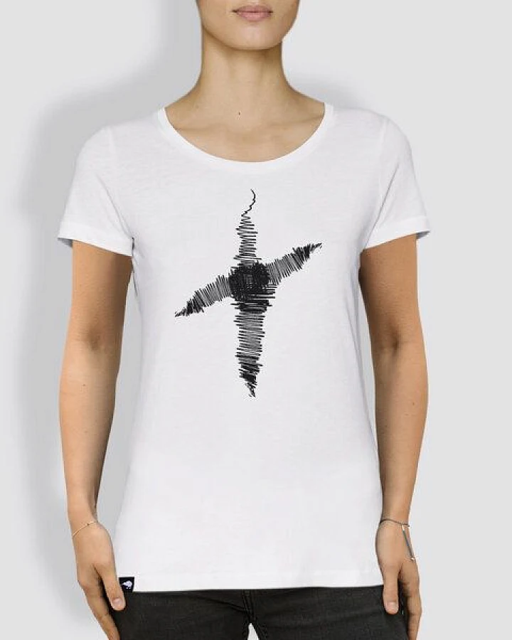 little kiwi Damen T-Shirt, "Linienkreuz", White