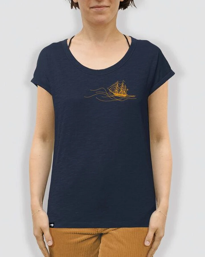 little kiwi Damen T-Shirt, "Rückenwind", Navy, locker geschnitten