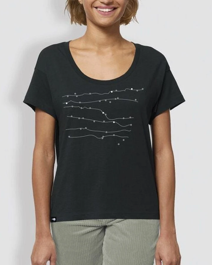 little kiwi Damen T-Shirt, "Sonate", Schwarz, locker geschnitten