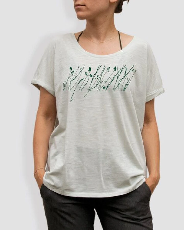 little kiwi Damen T-Shirt, "Wiese", Weiss - Opaline/White
