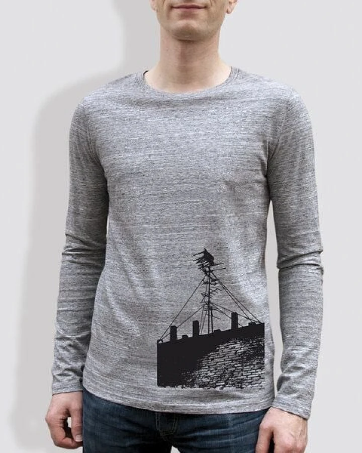 little kiwi Herren Longsleeve, "Antenne", Heather Grey