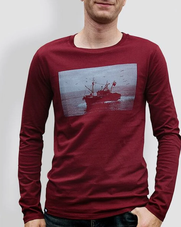 little kiwi Herren Longsleeve, "Kutter", Burgundy