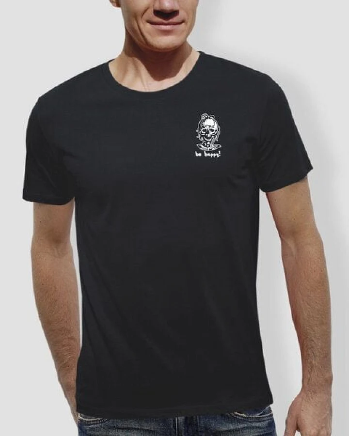 little kiwi Herren T-Shirt, "Be happy!", Schwarz