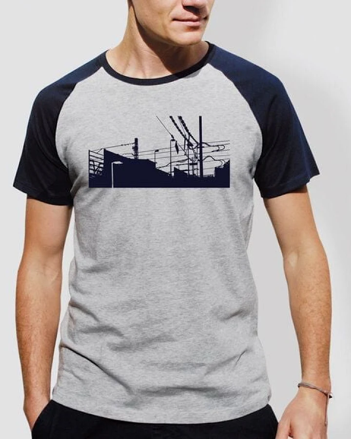 little kiwi Herren T-Shirt, "Downtown Train", Heather Ash/Navy