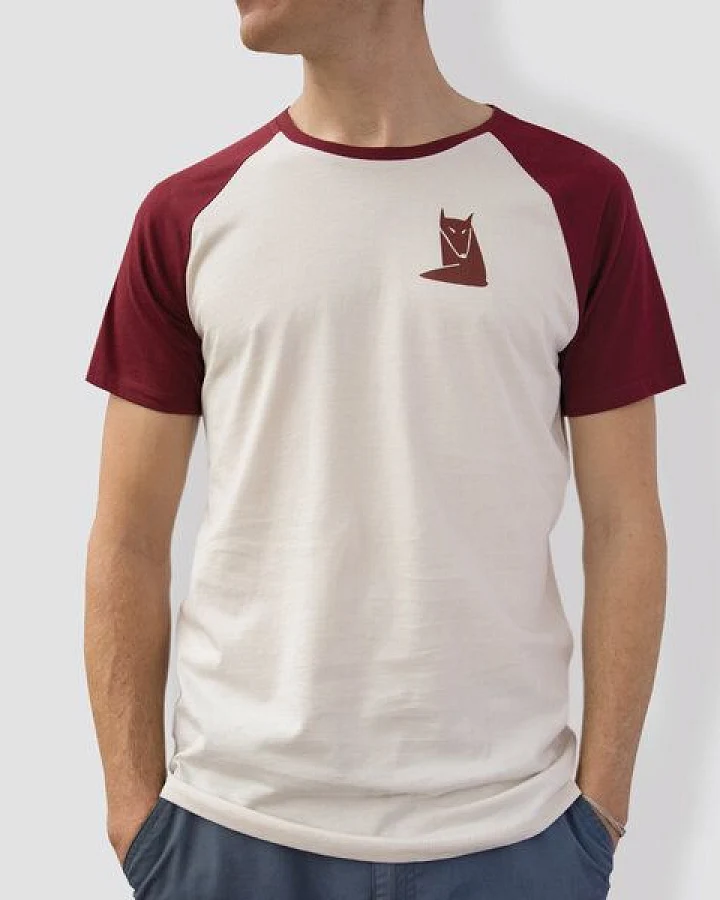 little kiwi Herren T-Shirt, "Fuchs", Burgundy/White