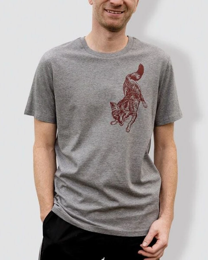 little kiwi Herren T-Shirt, "Fuchs", Grau