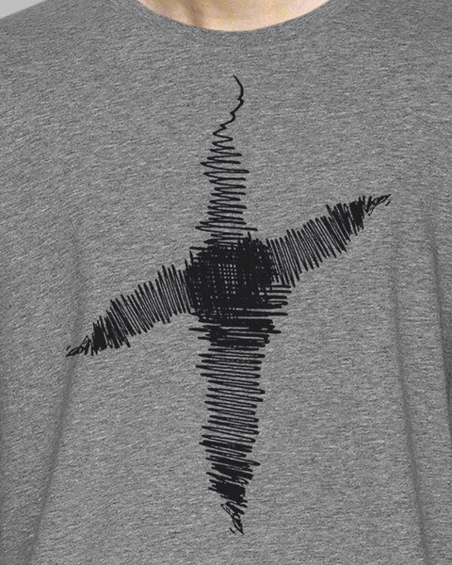little kiwi Herren T-Shirt, "Linienkreuz", Grau – Ansicht 2